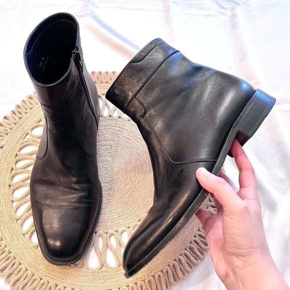 Nordstrom Black Leather Men's Italian Boots Size 11D - Picture 1 of 12